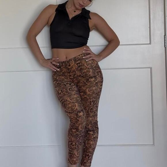 Brown tiger face print soft leggings - Picture 8 of 8